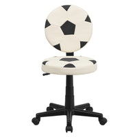 Flash Furniture - Chaise fonctionnelle à motif de soccer, noir et blanc-Chaise de travail inspirée par le sport
