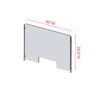 Mark Maker Rod Sneeze Guard - Acrylique transparent 1/4" - panneau de 30" Lx23,5"H- ensemble de tiges de 24"H -passage de 4"x12"-Fabriqué à partir d'acrylique transparent de 1/4".