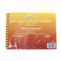 Geocan - Enveloppe de bordereau d'expedition, pleine fenêtre boite de 100 13 l x 9,5 po L-Fenetre transparente