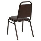 Flash Furniture – Chaise banquet empilable Hercules à dossier trapézoïdal avec structure cuivrée et vinyle brun, 4/pqt-Conception à dossier trapèze