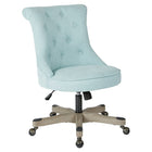 Chaise de bureau Hannah capitonnée, Menthe-Chaise de bureau élégante à dossier touffeté, jolie base en bois, hauteur réglable et assemblage facile