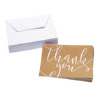 Mara-Mi - Note de remerciement - Papier kraft blanc de 3,5 x 5 - Paquet de 50-50 cartes de remerciement et 50 enveloppes