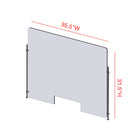 Mark Maker Rod Sneeze Guard - Acrylique transparent 1/4"-panneau de 35,5"Lx31,5"H- ensemble de tiges de 24"H - passage de 4"x12"-Fabriqué à partir d'acrylique transparent de 1/4".