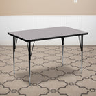 Flash Furniture – Table d’activités rectangulaire, surface stratifiée de 24 x 48 (po) et pattes standards réglables, gris-Les pattes s'ajustent par incréments de 1 po