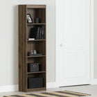 South Shore - Axess - Bibliothèque étroite 5 tablettes - Noyer naturel-Idéale pour petite pièce : la configuration étroite de cette bibliothèque lui permet d’être placée dans des espaces restreints. Elle vous offre du rangement supplémentaire sans occuper beaucoup de place sur votre plancher.