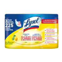 Lysol - Lingettes Desinfectantes - Arumes - 225  Lingettes - Paquet De 3-Tue les virus de rhume et de la grippe, y compris le virus responsible de la covid-19 (sars -cov-2)