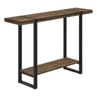Monarch Specialties - 2851 Table D'Appoint - 48 po L/Faux Bois Brun/Metal Noir-Table console rectangulaire de style ferme industrielle avec une tablette fixe pour un rangement supplementaire