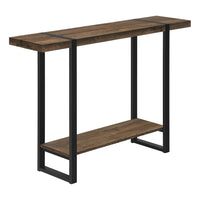 Monarch Specialties - 2851 Table D'Appoint - 48 po L/Faux Bois Brun/Metal Noir-Table console rectangulaire de style ferme industrielle avec une tablette fixe pour un rangement supplementaire