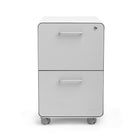 Classeur Poppin Stow à 2 tiroirs, blanc + gris clair avec patins ou roulettes-Blanc + gris clair, construction en acier en poudre avec intérieur en acier