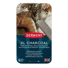 Blocs de charbon XL Derwent - boîtier métallique - paquet de 6-Utilisez-les sur leurs côtés pour faire de grand balayage et sur les bords pour travail de détail