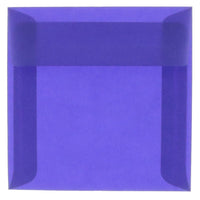 JAM Paper Enveloppes translucides de 6,5 x 6,5 po, bleu primaire, 50/paquet-Enveloppes translucides en papier bleu primaire