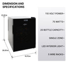 Koolatron - Cellier à vin thermoélectrique pour 20 bouteilles - Noir-Grille amovibles pour accommoder différentes tailles et formes de bouteilles
