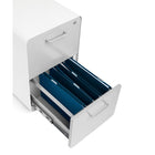 Classeur Poppin Stow à 2 tiroirs, blanc + gris clair avec patins ou roulettes-Répond ou dépasse les normes de durabilité de BIFMA pour les meubles de bureau