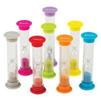 Teacher Created Resources – Ensemble de petits sabliers, 8/paquet (TCR20697)-Des sabliers en plastique durable avec du sable de couleur coloré