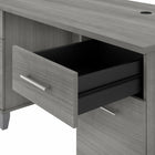 Bush Furniture - Bureau 60 po avec classeur latéral et bibliothèque à 5 tablettes Somerset - Gris platine-Les tiroirs classeurs s’ouvrent sur des coulisses à roulement à billes pleine extension et logent les documents de format lettre et légal