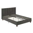 Lit rembourré Rose, velours gris-5