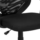 Flash Furniture - Chaise de bureau à dossier mi-dos maillé avec accoudoirs fixes, noir-Mousse ignifuge CA117