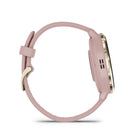 Garmin - Venu 3S - 41mm Lunette en acier inoxydable Soft Gold avec boîtier et bracelet en silicone rose poudré-Connaissez mieux votre corps grâce à des fonctionnalités étendues de surveillance de la santé, notamment la fréquence cardiaque au poignet, le rapport du matin, l'âge de forme physique, le suivi du stress, le suivi du cycle menstruel et de la grossesse, la méditation et bien plus encore