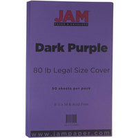 JAM Paper - Papier couverture cartonné mat, format légal, 8,5 x 14 po, 80 lb, violet foncé, 50/paquet (64429566)-Couleur : Violet foncé
