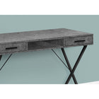 Monarch Specialties - 7795 Bureau 42 po - Fausse Pierre Grise/Metal Noir-Ce bureau en faux pierre gris dispose d'une base de métal noir au design contemporain en forme de X qui assure solidité