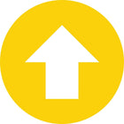 Autocollant de plancher Mark Maker cercle de 12" de diamètre - flèche blanche sur fond jaune-Autocollant de plancher