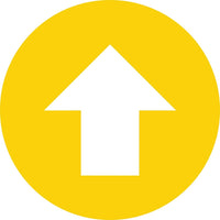 Autocollant de plancher Mark Maker cercle de 12" de diamètre - flèche blanche sur fond jaune-Autocollant de plancher