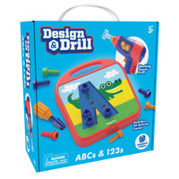 Educational Insights - Conception et perceuse® ABC & 123s-Propulsez l'apprentissage ! Les petits apprenants peuvent vivre le frisson de l'exercice, en utilisant une perceuse électrique Design & Drill adaptée aux enfants, des boulons colorés et d'adorables cartes de lettres et de chiffres pour pratiquer les compétences préscolaires clés
