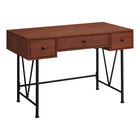 Monarch Specialties - 7671 Bureau 48 po L - Cerise/Metal Noir-Bureau d'ordinateur de couleur effet bois cerise aux panneaux épais, avec de jolie base en métal noir
