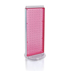 Azar Displays – Présentoir rotatif de comptoir à panneaux perforés sur 2 côtés, 20 x 8 po, rose (700508-PNK)-Le présentoir à deux côtés repose une base rotative en plastique transparent, qui offre un accès facilité aux clients