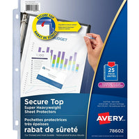 Avery® 78602 Pochettes protectrices très épaisses avec rabat de sécurité, transparentes, 25/paquet-Une protection sûre pour les documents de différents formats
