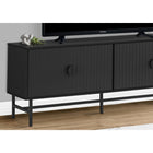 Monarch Specialties - 2733 Meuble Tv - 60 po L/Noir Avec Metal Noir-Cette console TV offre beaucoup d'espace de rangement pour tous vos besoins en matière de divertissement multimédia. Elle comprend deux armoires de rangement avec une étagère fixe à l'intérieur, ainsi que deux trous de gestion des câbles à l'arrière pour garder vos fils organisés et hors de vue