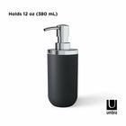 Umbra JUNIP - Pompe à savon liquide et gel hydroalcoolique 295ml, Chrome Noir-Dimensions : 3,75 po L x 2,75 po P x 7 po H