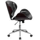 Flash Furniture – Chaise de conférence à pivot mi-dos SDSDM22405MAHBK, cuir noir, bois d'acajou-Dossier mi-hauteur