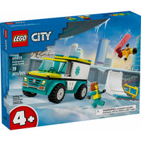 LEGO - City Ambulance d'urgence et snowboarder 79 pièces-Ensemble de jeu Ambulance d'urgence et snowboarder LEGO City pour 4 ans et plus