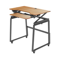 Rocelco - Ensemble rehausseur de bureau de luxe à hauteur ajustable de 40" et support au sol - Teck / Noir-ENSEMBLE DE BUREAU PERMANENT: Comprend le convertisseur de bureau debout de 40 "(DADR-40) et le support de plancher mobile de luxe (DADRB-FSM) pour convertir la colonne montante de bureau en un bureau assis-debout roulant complet
