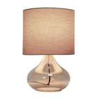 Lampe de table en verre goutte d'eau Simple Designs avec abat-jour en tissu, gris fumée avec abat-jour gris-Ampoule à culot moyen de type A 19 de 40 watts vendue séparément