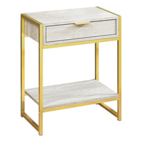 Monarch Specialties - 3483 Table D'Appoint - 24 po H/Marbre Beige/Metal Or-Dessus de table rectangulaire spacieux fini en gris ciment