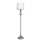Elegant Designs – Ensemble de lampes incandescentes, acier brossé (LC1015-BST)-Joli abat-jour en tissu blanc et magnifique fini en acier brossé
