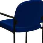 Flash Furniture – Chaise empilable en tissu avec structure en acier et accoudoirs, bleu marine-Coussins profilés