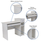 Flash Furniture Bureau d'ordinateur Highland Park blanc avec étagères et tiroir-Piédestal de rangement ouvert