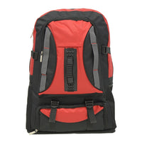 Sac à dos de voyage et de camping de 50 L de Club Rochelier, Rouge/Noir-Poignées en caoutchouc renforcées pour transporter le sac facilement