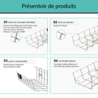 ShoppingAll - Chemin de câbles sous le bureau - Blanc - Lot de 2-Sturdy Construction:Notre étagère grillagée en acier au carbone Q235 de haute qualité supporte 15 kg avec des vis autotaraudeuses, 7,5 kg avec des vis sans poinçon et 25 kg avec une vis d'ancrage