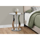 Monarch Specialties - 3726 Table D'Appoint - 20 po Dia/Argent Brosse/Miroir-Le dessus et la base au design géométrique ajoutent une touche élégante