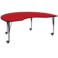 Flash Furniture – Table mobile haricot, surface 48 x 72 x 1,25po, hauteur ajustable préscolaire, rouge (XUA4872KIDRDHPC)-Rouge/fini chromé, placage en stratifié, acier