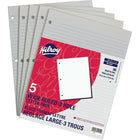 Hilroy – Bloc format lettre, 8 3/8 po x 10 7/8 po, réglage large, perforé 3 trous, paq./5 blocs, 96 feuilles par bloc-Les feuilles se détachent facilement