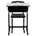 Flash Furniture Bureau et chaise d’étudiant à hauteur réglable avec cadre piédestal noir-Ensemble de bureau et chaise de design populaire pour étudiants
