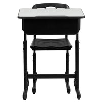 Flash Furniture Bureau et chaise d’étudiant à hauteur réglable avec cadre piédestal noir-Ensemble de bureau et chaise de design populaire pour étudiants
