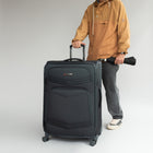 Air Canada - Valise à roulettes souple de 28 po Central Collection - Charcoal-Poignée rétractable à bouton-poussoir