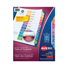 Avery – Intercalaires de table des matières Jan.-Déc. pour imprimantes laser/jet d’encre - 12onglets - paq./1 - multicolores-Intercalaires préimprimés