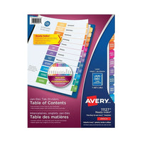 Avery – Intercalaires de table des matières Jan.-Déc. pour imprimantes laser/jet d’encre - 12onglets - paq./1 - multicolores-Intercalaires préimprimés
